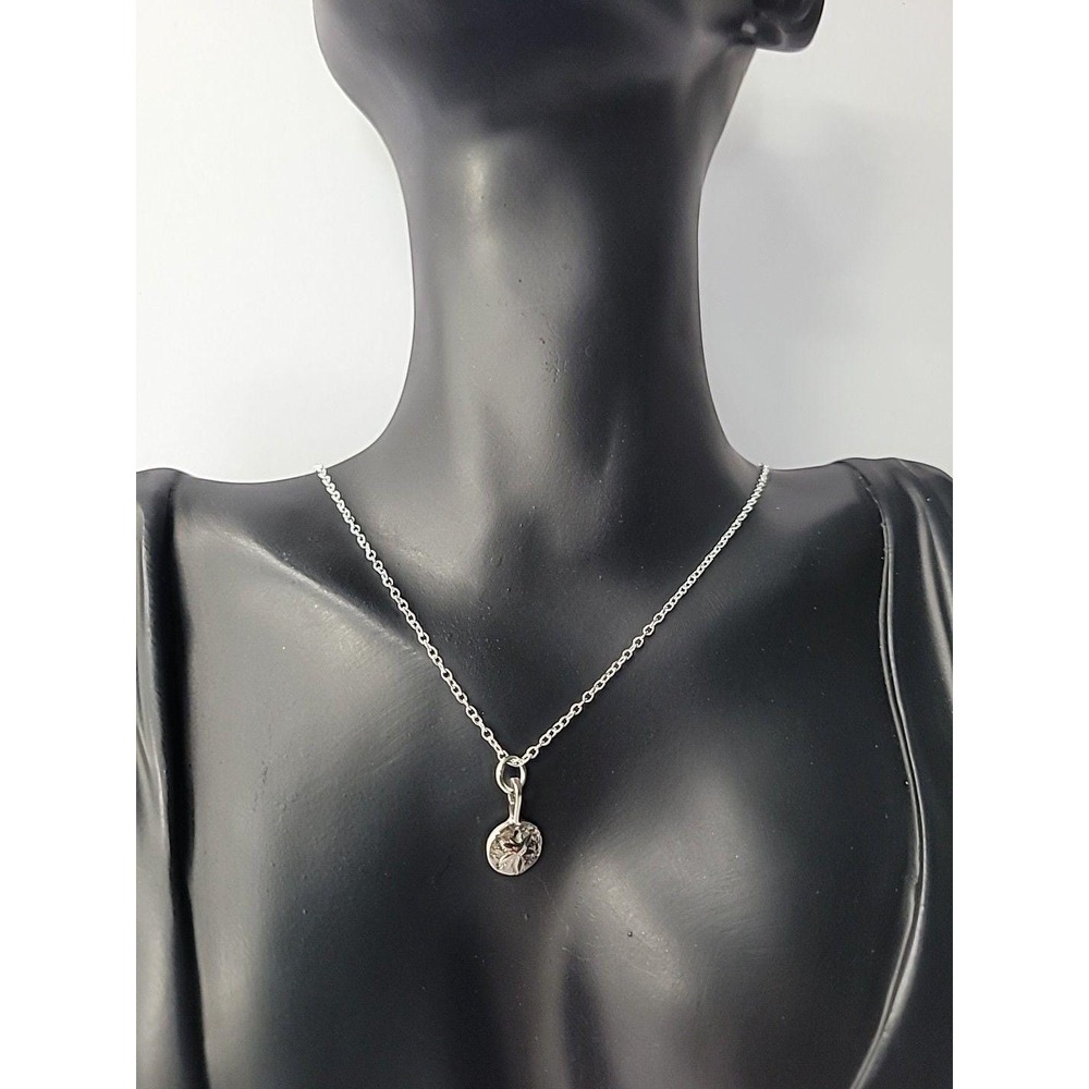 Vintage‎ Silver Tone Sand Dollar Pendant Necklace Ocean Inspired Minimalist